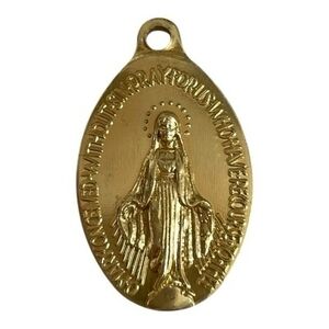 Vintage Gold Plated Miraculous Medal Catholic Religious Pendant Mary Italy 1 in